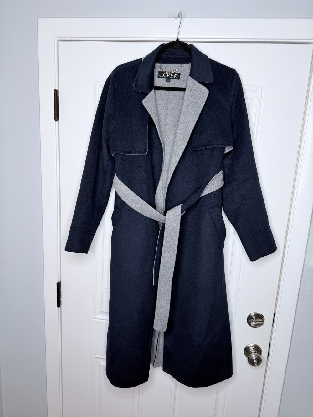 J. Crew size s Harriet trench coat in double-faced blend BU070 navy grey - Picture 2 of 6